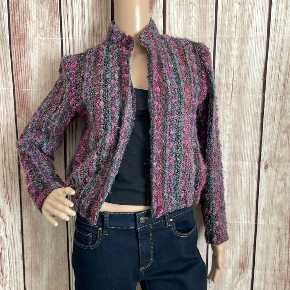 It’s Magic by Toni Garment Mock-neck Textured Multi Color Jacket/Cardigan - Med
